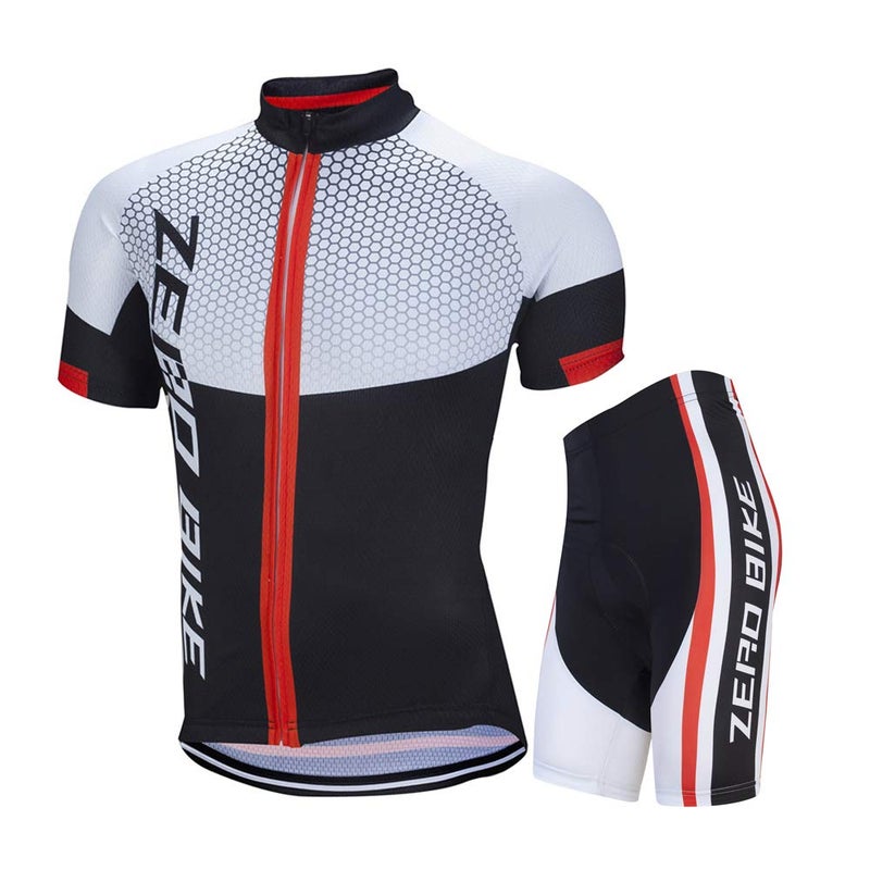 ZEROBIKEÂ® Men Breathable Quick Dry Comfortable Short Sleeve Jersey + Padded Shorts Cycling Clothing Set Cycling Wear Clothes - Image 1